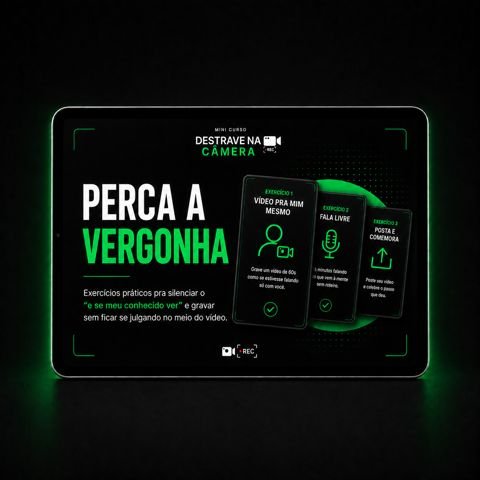 Mockup do módulo Perca a Vergonha do Destrave na Câmera